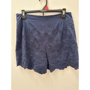Draper James RSVP Navy Blue Eyelet Lace Shorts Size 12 Cotton Blend Scalloped He